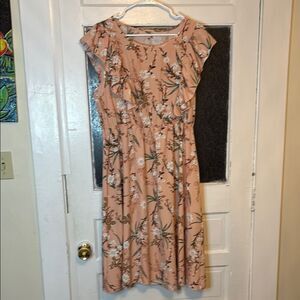Women’s Pink Floral Ruffle Short Sleeve Dress Size 2XL